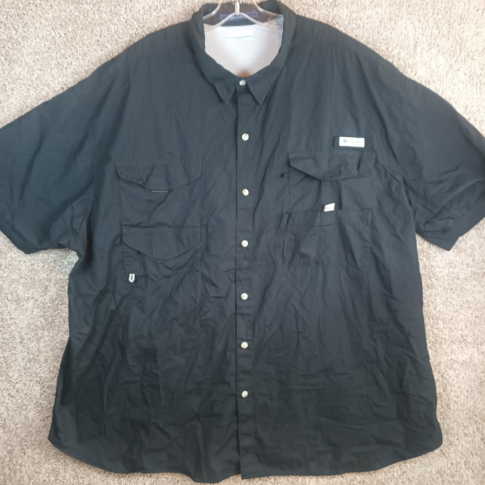 Columbia PFG Bonehead Fishing Shirt Mens 4X Black Short Sleeve Vented Button Up